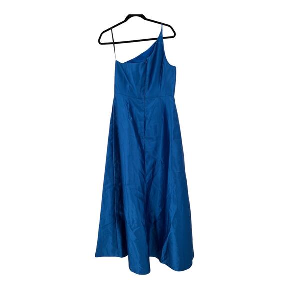 Alfred Sung Dress D831 One Shoulder satin gown blue size 12 - Picture 4 of 6